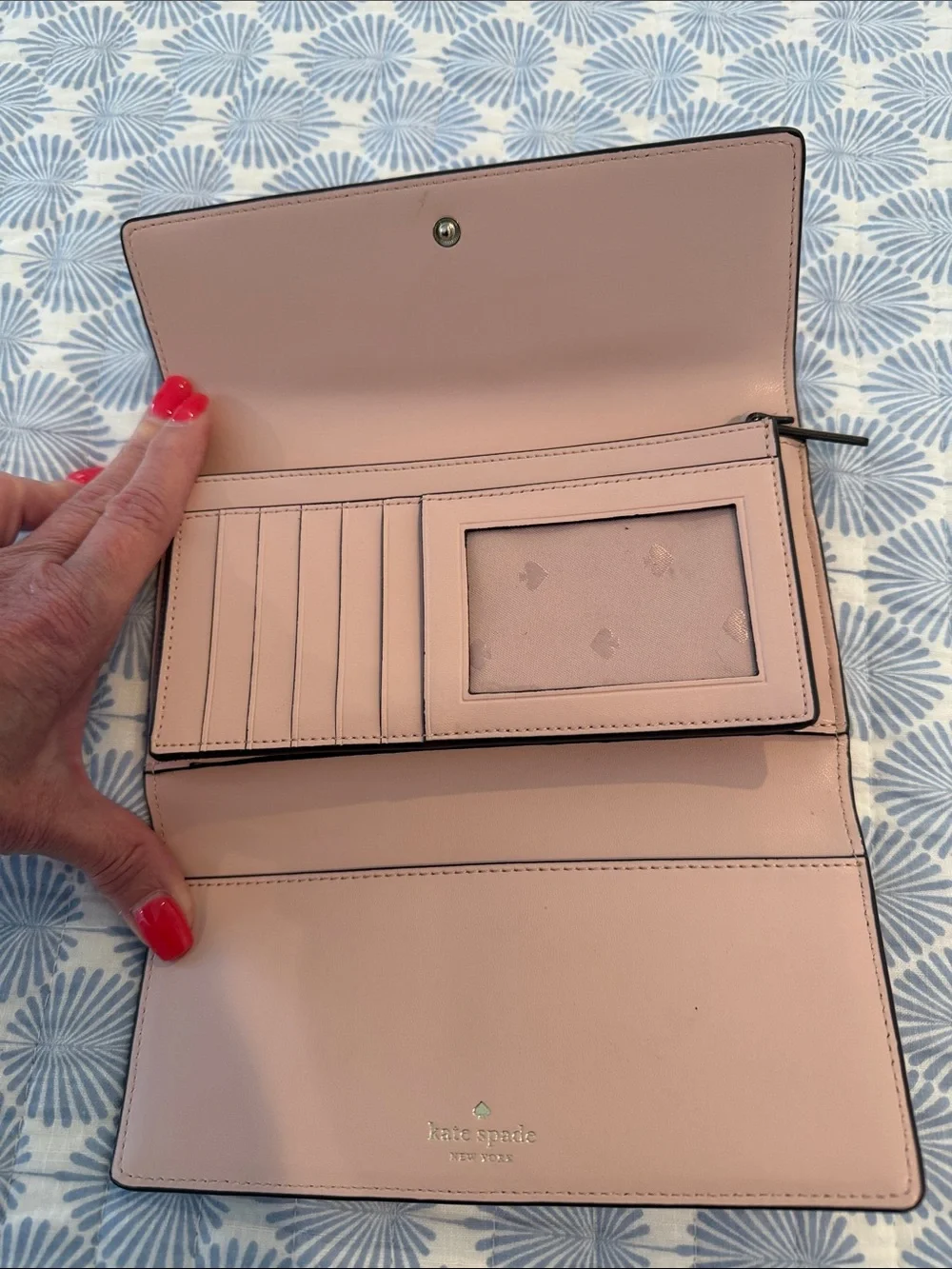 kate spade Soft Pink Pebbled Leather Continental Wallet - Picture 2 of 7